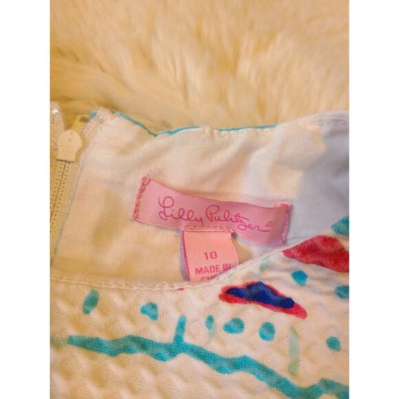 Lilly Pulitzer Girls Little Lilly Sleeveless Shift Dress 10 Watch Out Pattern - Picture 3 of 5